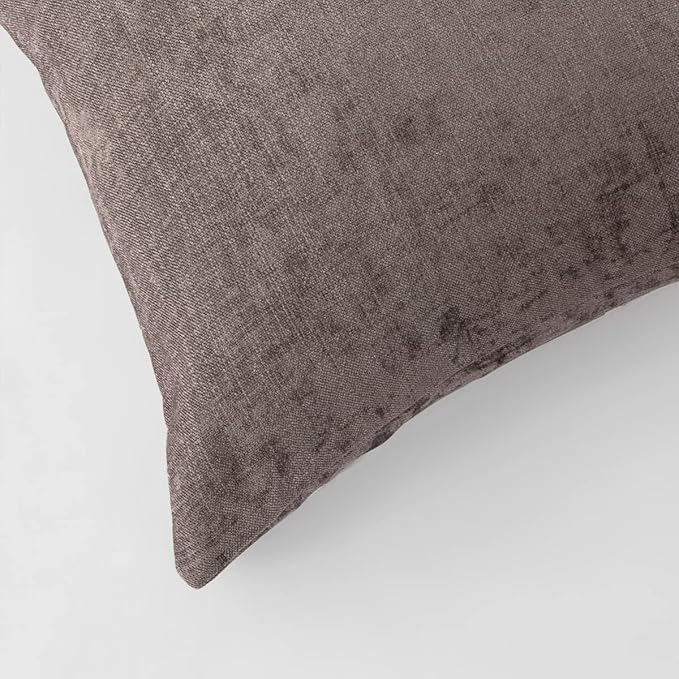 AMBERIS 2 Pillowcases (45×45cm)(Without Insert) Grey, Chenille Soft No Fading Modern 2 Pillowcases (Without Insert)