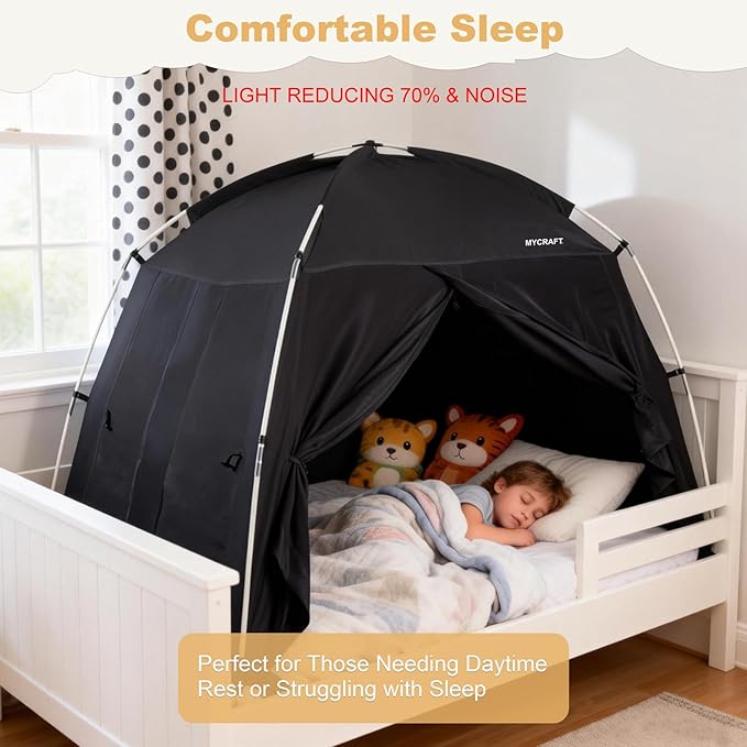 Bed Tents Canopy Bed–Privacy Dream Tent for Cozy Indoor Sleeping, Light-Reducing,and Breathable, with 4 Doors Floor Tent Bed–Available in Twin, Full, and Queen Sizes