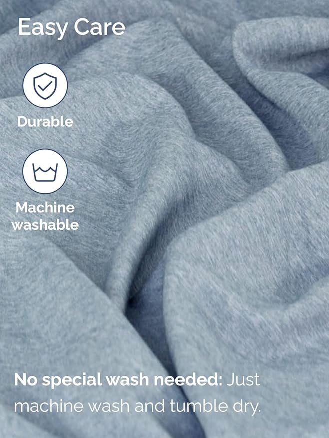Extra Deep Queen Sheet Set - 6 Piece Breathable and Cooling Sheets - Hotel Luxury Bedding for Women, Men, Kids & Teens - Easy Secure Fit - Soft and Wrinkle Free - Extra Deep Pockets - Heathered Blue