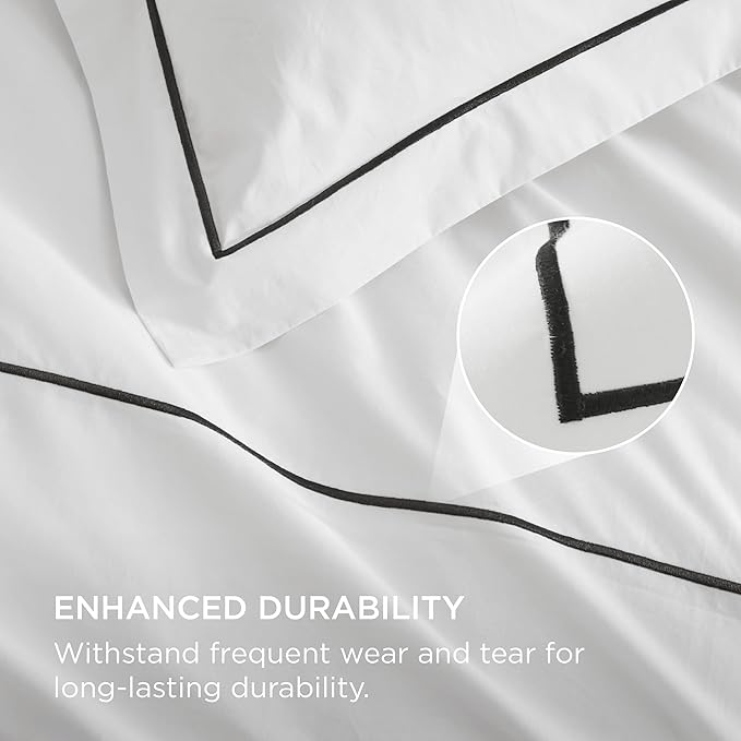 Bedsure Luxury Hotel Duvet Cover King Size, 100% White Cotton Embroidery Bedding Set, Includes 1 Duvet Cover 104x90 Inches with Zipper Closure & 2 Pillow Shams, Comforter Sold Separately
