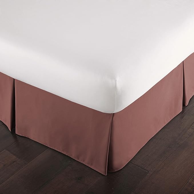 Southshore Fine Living, Inc. Queen Size Bed Skirt, 14-Inch Drop Pleated Bed Skirt for Queen Mattress, Dust Ruffle for Queen Size Bed, Marsala (Terra Cotta)