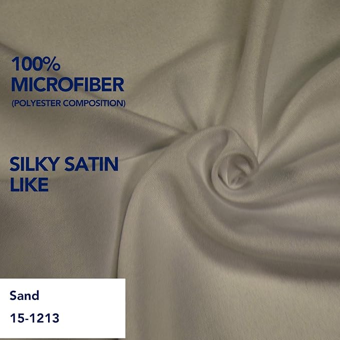 PureFit Wrap Around Ruffled Bed Skirt with Adjustable Elastic Belt - 14 Inch Drop Easy to Put On, Wrinkle Free Bedskirt Dust Ruffles, Bed Frame Cover for Queen, King and C-King Size Beds, Sand
