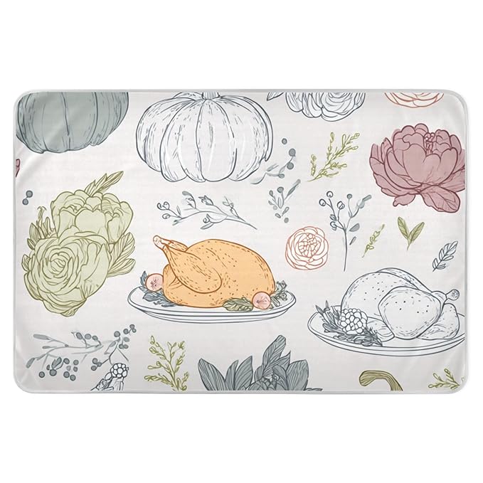 Waterproof Bed Pad Reusable Changing Pad Toddler Mattress Protector Large Pee Pad Baby Diaper Pad Soft Washable Liner White Thanksgiving Pumpkin Food