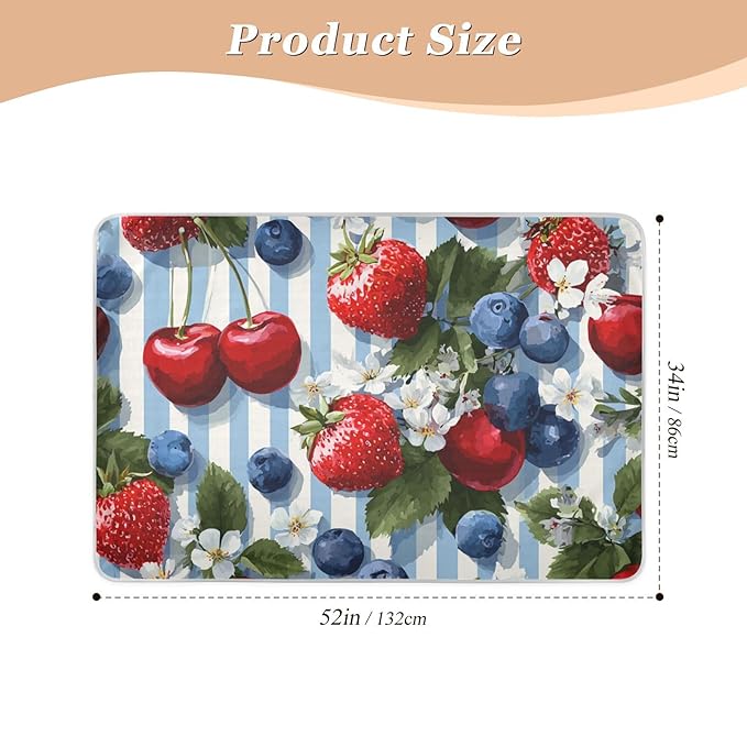 Waterproof Bed Pad Reusable Changing Pad Toddler Mattress Protector Large Pee Pad Baby Diaper Pad Soft Washable Liner Blue Stripe Strawberries Cherries Blueberries