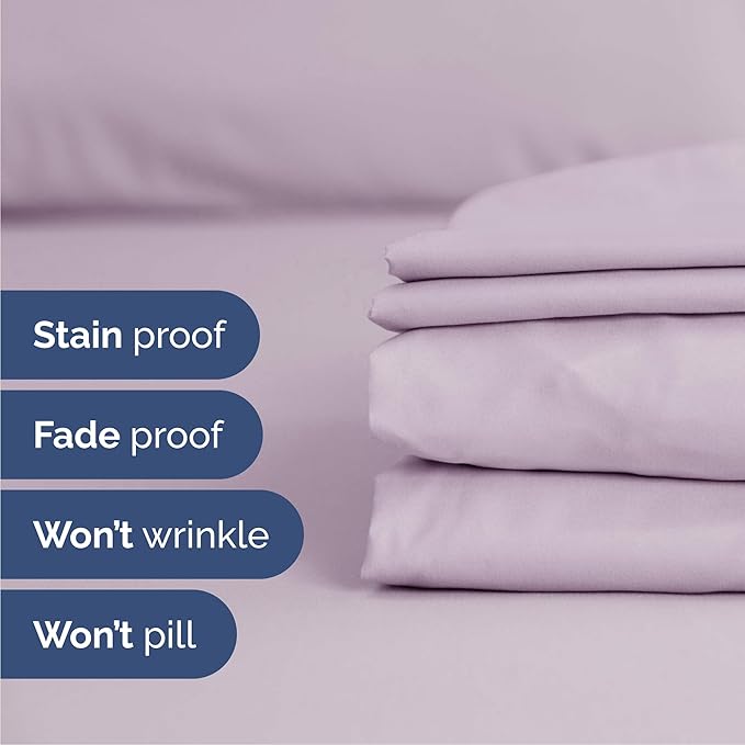 Cal King 6 Piece Sheet Set - Comfy Breathable & Cooling - Soft Hotel Luxury Bedding Set w/ 8-16 Inch Deep Pockets - 1 Flat & 1 Fitted Sheet & 4 Pillowcases - Wrinkle Free & Easy Care - Light Lavender