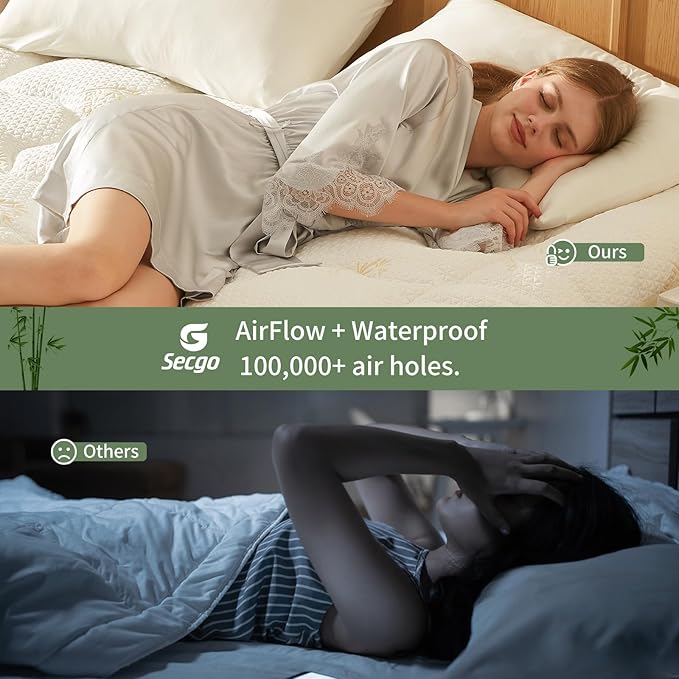 Premium 100% Waterproof King Mattress Topper, Breathable Mattress Pad, Rayon from Bambo Bed Protector, Deep Pocket Sheet Cover 8"-21"
