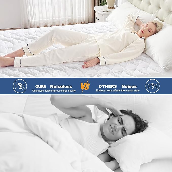 GRT King Mattress Protector, 100% Waterproof Mattress Protector King with Dual-Layers Protection, Noiseless Quilted Fitted Mattress Pad Cover with 8"-26" Deep Pocket