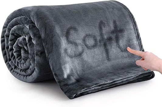 MOONLIGHT20015 Fleece Bed Blanket Queen Size 90x90 inches - 400GSM Anti-Static Lightweight Super Soft Fluffy Fuzzy Plush Blankets Cozy Microfiber Blankets for Couch, Bed, Sofa (Queen, Grey)