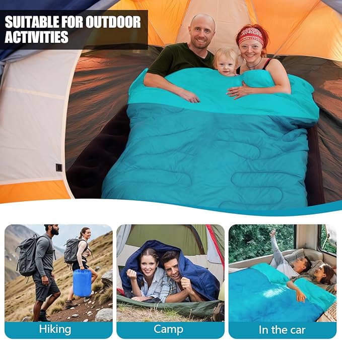 Camping Sleeping Bags for Adults Kids Waterproof Lightweight Sleeping Bag for Cold Weather or Warm Backpacking Hiking Mountaineering Indoor Outdoor Use