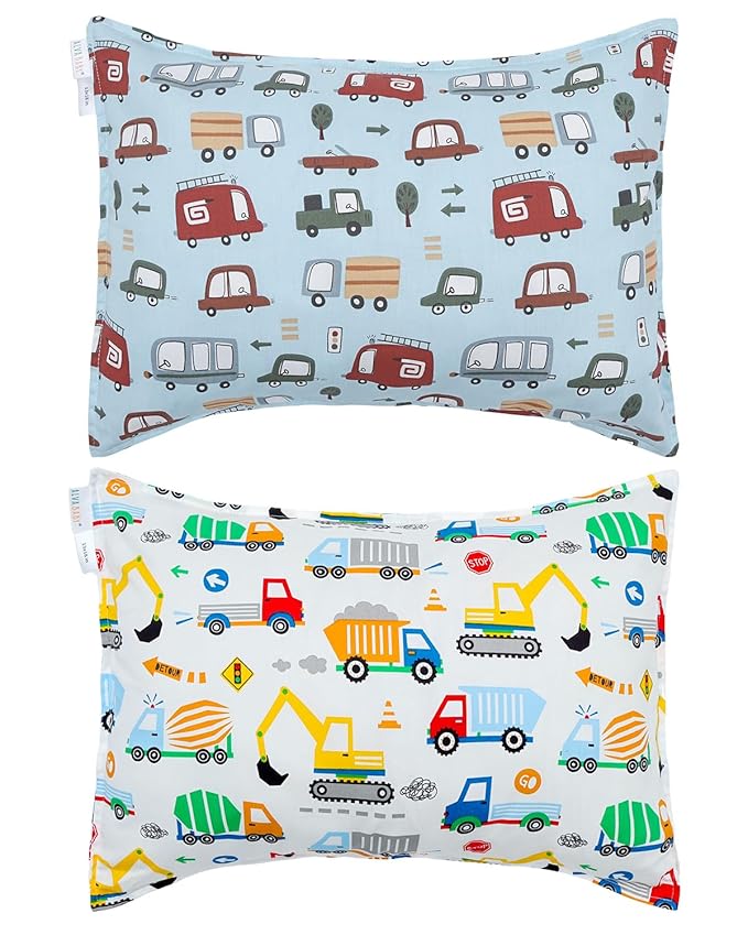 ALVABABY Toddler Pillowcases 2 Pack Cotton Kids Pillow Cover Fit 13"x 18" or 14"x20" Envelope for Girl Boy Sleepy Travel 2L-FTP12A
