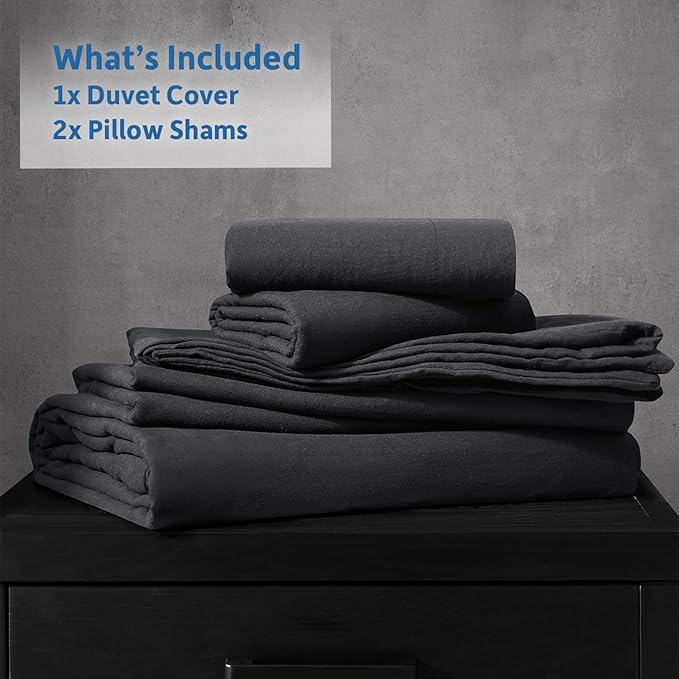 Nestl Black California King Duvet Cover Sets - Soft Prewashed Cal King Duvet Cover, 3 Piece, with Zipper Closure, 1 Duvet Cover 104x98 inches and 2 Pillow Shams