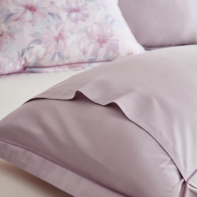 OAITE Duvet Cover Set Twin Size Floral Pattern 600 Thread Count Ultra Soft 100% Long Staple Cotton Duvet Cover Sets 3-PC, Breathable Duvet Cover with Zipper Closure & Corner Ties