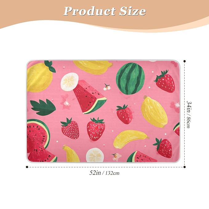 Waterproof Bed Pad Reusable Changing Pad Toddler Mattress Protector Large Pee Pad Baby Diaper Pad Soft Washable Liner Pink Watermelonstrawberry and Banana