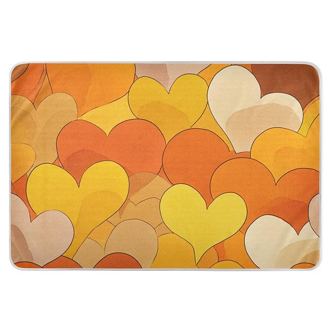 Waterproof Bed Pad Reusable Changing Pad Toddler Mattress Protector Large Pee Pad Baby Diaper Pad Soft Washable Liner Orange Hearts