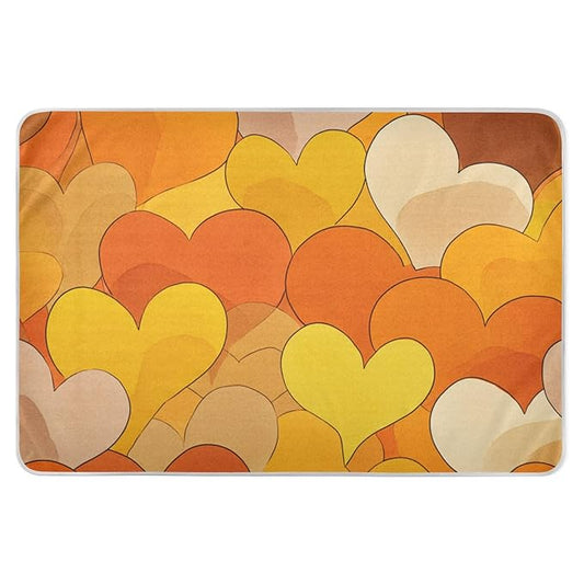 Waterproof Bed Pad Reusable Changing Pad Toddler Mattress Protector Large Pee Pad Baby Diaper Pad Soft Washable Liner Orange Hearts