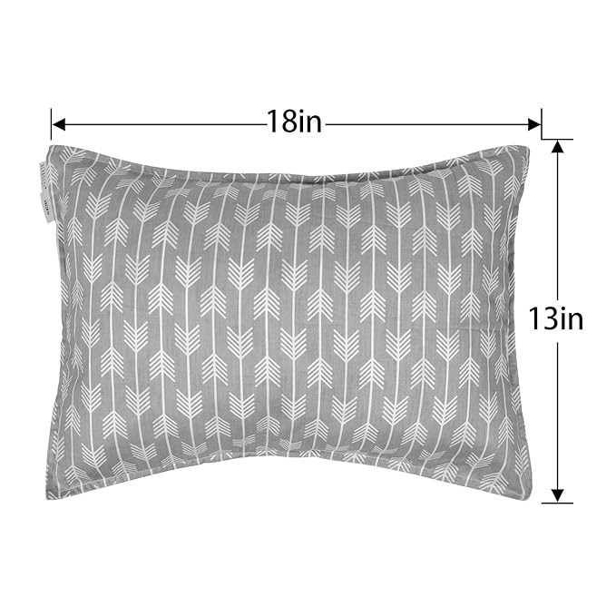 ALVABABY Toddler Pillowcases 2 Pack Organic Cotton Kids Pillow Cover Fit 13"x 18" or 12"x16" Envelope for Girl Boy Sleepy Travel