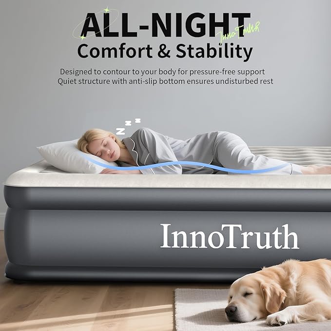 InnoTruth Cal King Air Mattress with Built in Pump, Keep Feet from Dangling, Extra Length Inflatable Blow up Mattress, Luxury Comfort for People(190CM Height), Ideal for Guest & Home, 700lbs