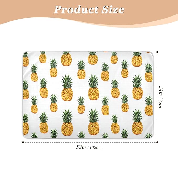 Waterproof Bed Pad Reusable Changing Pad Toddler Mattress Protector Large Pee Pad Baby Diaper Pad Soft Washable Liner White Pineapple