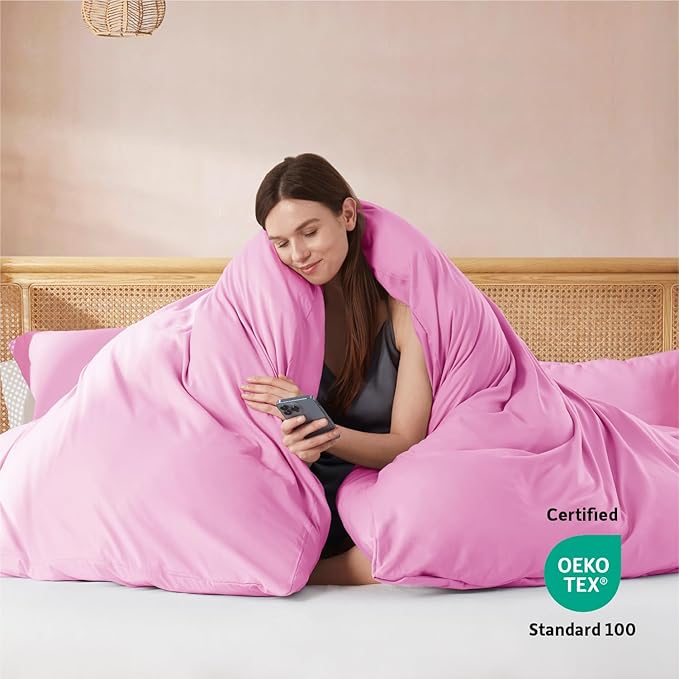 Nestl King Duvet Cover Set with Comforter Insert - Light Pink 4 Piece 104x90 Duvet Cover & 2 Pillow Shams with White Quilted Down Alternative Comforter, Ultra Soft, All Season