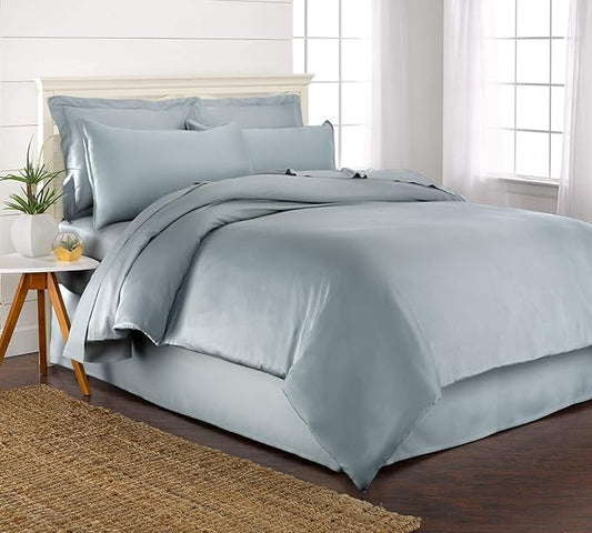 Queen Duvet Cover by Pure Bamboo, 3 Piece Set, Genuine 100% Organic Viscose Derived from Bamboo, Luxuriously Soft and Cooling, 2 Pillowcases (Queen, Sterling Blue)