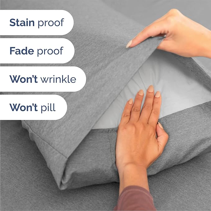 Queen 6 Piece Sheet Set - Comfy Breathable & Cooling - Soft Hotel Luxury Bedding Set with 8-16 Inch Deep Pockets - 1 Flat & 1 Fitted Sheet & 4 Pillowcases - Wrinkle Free & Easy Care - Heathered Grey