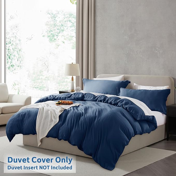 Nestl Twin Duvet Cover Set - Soft Prewashed Navy Blue Duvet Cover Twin/Twin XL, 2 Piece, with Zipper Closure, 1 Duvet Cover 68x90 inches and 1 Pillow Sham