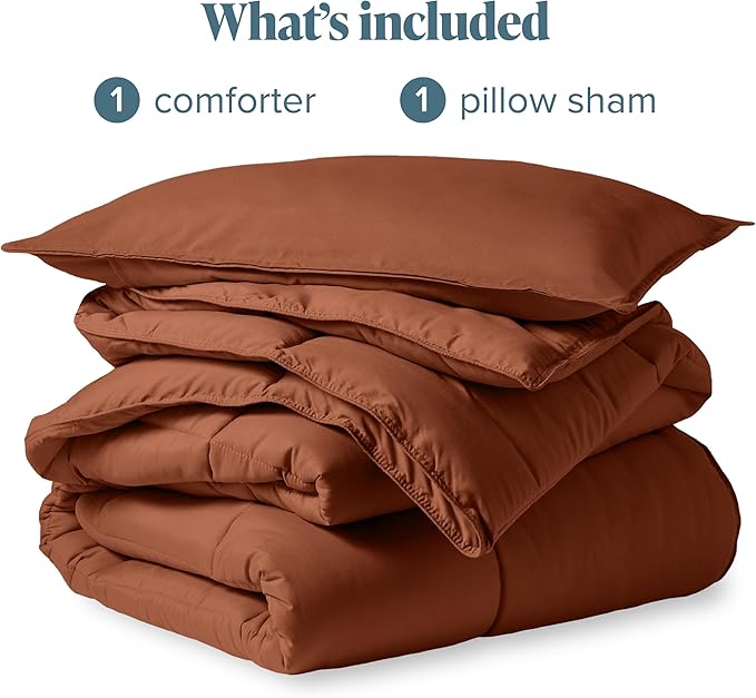 Bare Home Comforter Set - Twin/Twin Extra Long Size - Ultra-Soft - Goose Down Alternative - Premium 1800 Series - All Season Warmth (Twin/Twin XL, Terracotta)