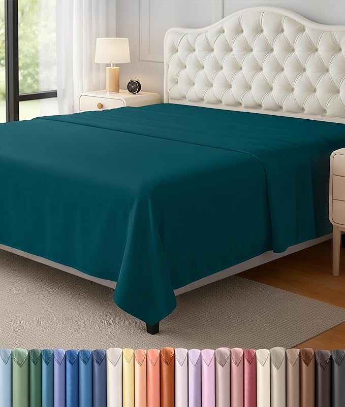 Utopia Bedding Flat Sheet - Soft Brushed Microfiber Fabric - Shrinkage & Fade Resistant Top Sheet - Easy Care - 1 Flat Sheet Only (King, Teal)