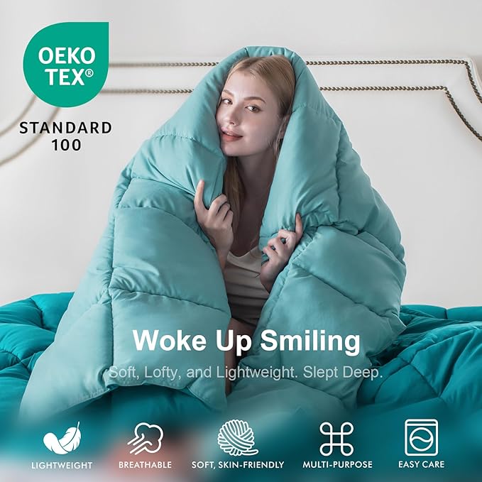 KASENTEX California King Comforter Set – Reversible Dual Color – Goose Down Alternative – Ultra-Soft, Lightweight, Machine Washable, Maintain Fluffiness, All Season Warmth (Blue/Teal)