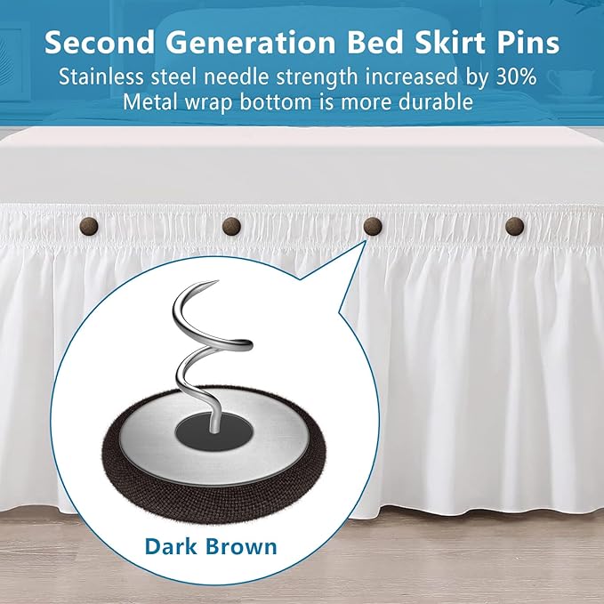 Flax Covered Button Twist Pins - for Bed Skirts Pins,Sofa,Upholstery,Armchair Caddies, Armrest Covers, Slipcovers (12, M-Dark Brown 12)