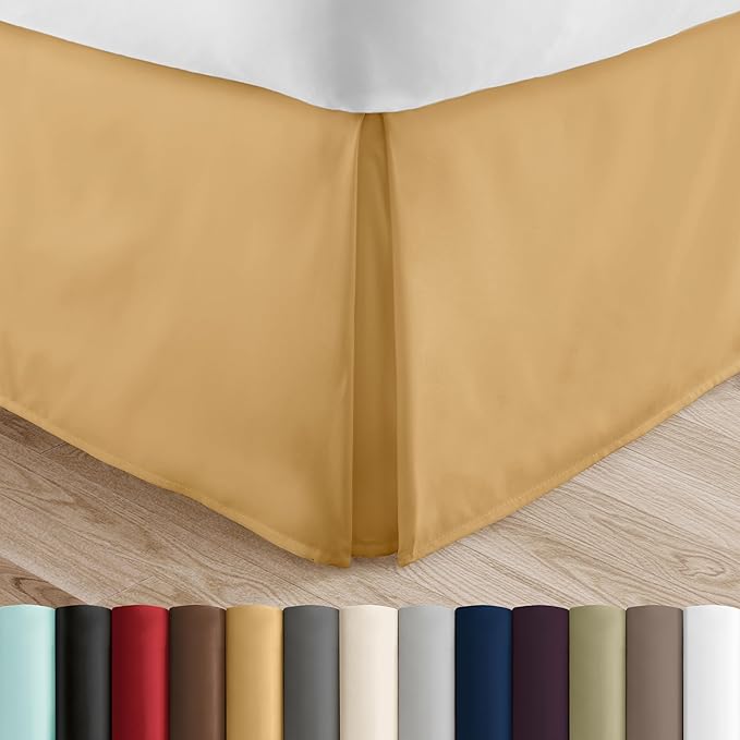 Linen Market Bed Skirt - Ultra Soft Microfiber - Easy Fit with 14 Inch Tailored Drop - Hotel Quality, Shrinkage & Fade Resistant - Bed Cover - Cal King Bed Skirt - Bedroom Décor - (Cal King, Gold)
