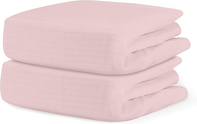 Newton Baby Fitted Crib Sheet (2-Pack) - Ultra Breathable and Soft, Organic Cotton, Fits All Standard Cribs, Pink