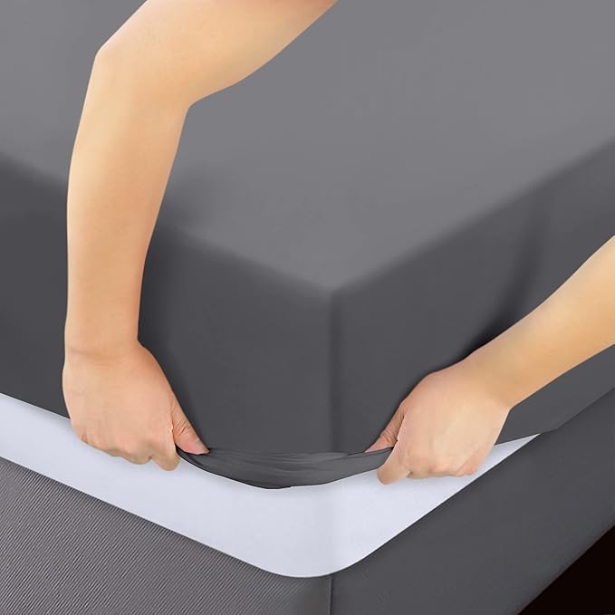 Utopia Bedding Twin Fitted Sheets - Bulk Pack of 2 Bottom Sheets - Soft Brushed Microfiber - Deep Pockets - Shrinkage & Fade Resistant - Easy Care (Twin, Grey)