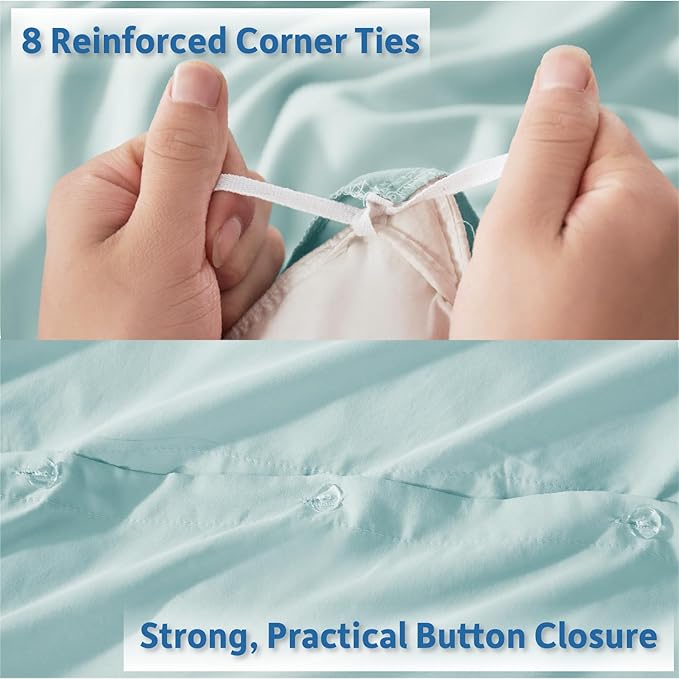 Nestl Light Blue Duvet Cover Full Size - Soft Double Brushed Full Size Duvet Cover Set, 3 Piece, with Button Closure, 1 Duvet Cover 80x90 inches and 2 Pillow Shams