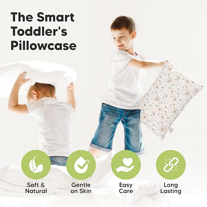 KeaBabies Toddler Pillowcase 13"x18" - Organic Cotton Toddler Pillowcase for Kids, Boys, Girls, Soft & Durable Cotton Cover for Miniature Sleepy Pillows, Cute Colors, Pillow Sold Separately(Play Park)