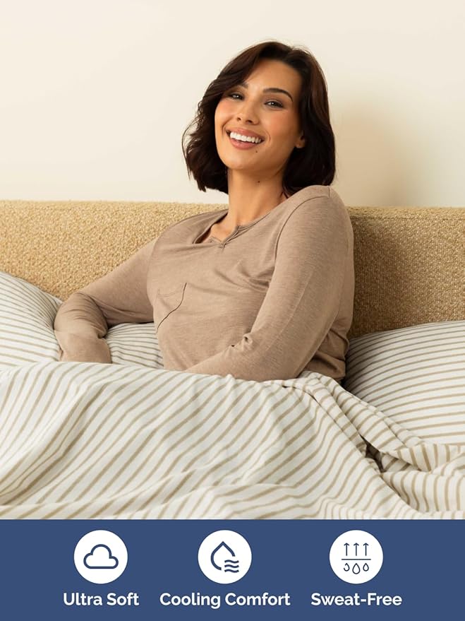 Extra Deep Split King Sheet Set - 7 Piece Breathable and Cooling Sheets - Hotel Luxury Bedding for Women, Men, Kids & Teens - Secure Fit - Soft and Wrinkle Free - Extra Deep Pockets - Beige Stripes