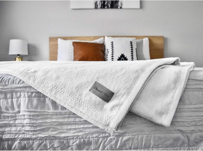 Peacock Alley All Seasons Luxury Cotton Blanket – 100% Long Staple Cozy Cotton Blanket for Sofa, Bed, and Crib - Queen, White