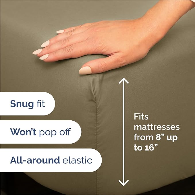 King 6 Piece Sheet Set - Comfy Breathable & Cooling - Ultra Soft Hotel Luxury Bedding Set with 8-16 Inch Deep Pockets - 1 Flat & 1 Fitted Sheet & 4 Pillowcases - Cozy, Wrinkle Free & Easy Care - Khaki