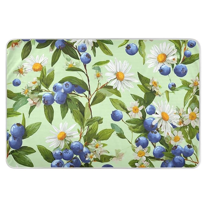 Waterproof Bed Pad Reusable Changing Pad Toddler Mattress Protector Large Pee Pad Baby Diaper Pad Soft Washable Liner Green Blueberries and Daisies