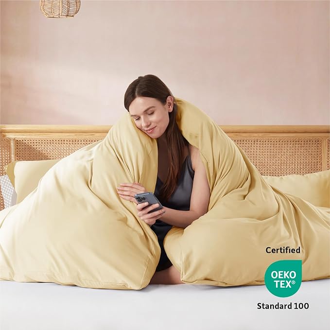Nestl Camel Gold Duvet Cover King Size - Soft Double Brushed King Duvet Cover Set, 3 Piece, with Button Closure, 1 Duvet Cover 104x90 inches and 2 Pillow Shams