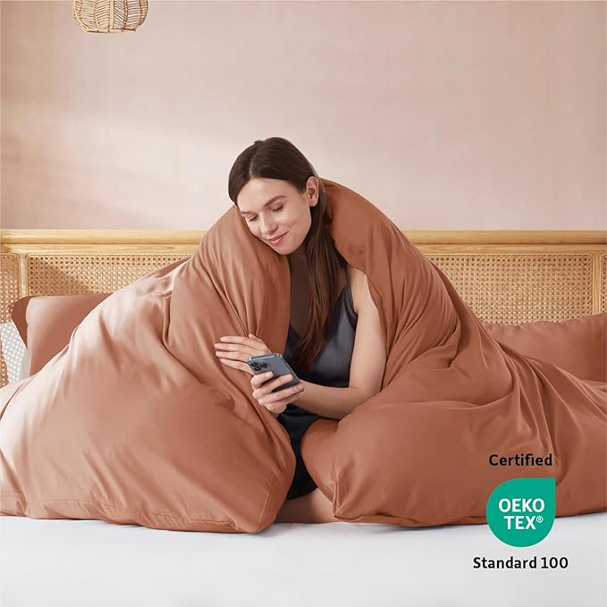 Nestl Twin Duvet Cover Set - Soft Double Brushed Rust Duvet Cover Twin XL, 2 Piece, with Button Closure, 1 Duvet Cover 68x90 inches and 1 Pillow Sham