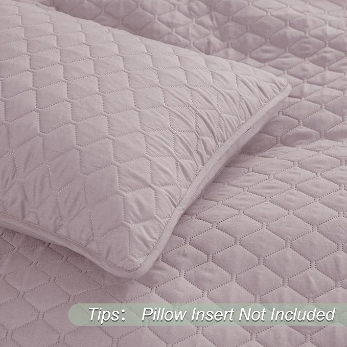 Exclusivo Mezcla Reversible Full Queen Quilt Bedding Set with Pillow Shams, Lightweight Quilts Queen Size, Soft Bedspreads Bed Coverlets for All Seasons - (Lilac Ash, 90"x96")