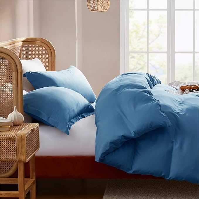 Nestl Blue Heaven California King Duvet Cover Sets - Soft Double Brushed Cal King Duvet Cover, 3 Piece, with Button Closure, 1 Duvet Cover 104x98 inches and 2 Pillow Shams