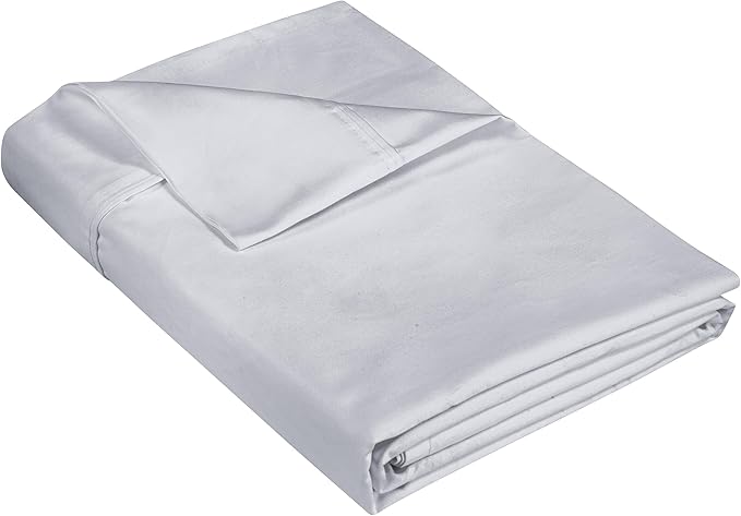 400 Thread Count 100% American Grown Cotton Flat Sheet - Cooling Sheets - Full Sheets - Luxury Sateen Weave - Full Flat Sheet Sold Separately - Soft Silver Flat Sheet Only (Full, Spanish Silver)