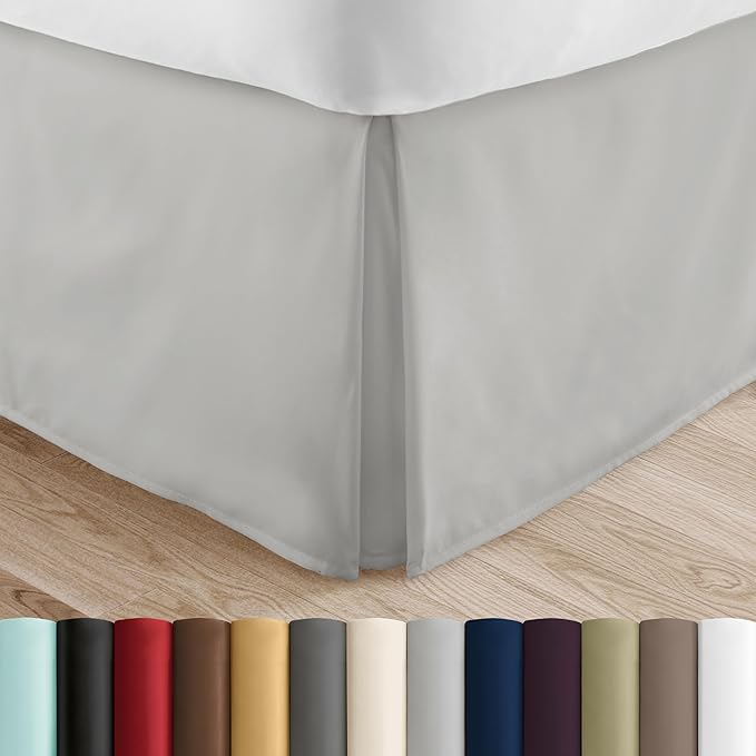 Linen Market Bed Skirt - Ultra Soft Microfiber - Easy Fit with 14" Tailored Drop - Hotel Quality, Shrinkage & Fade Resistant - Bed Cover - Full Size Bed Skirts - Bedroom Décor - (Full, Light Gray)