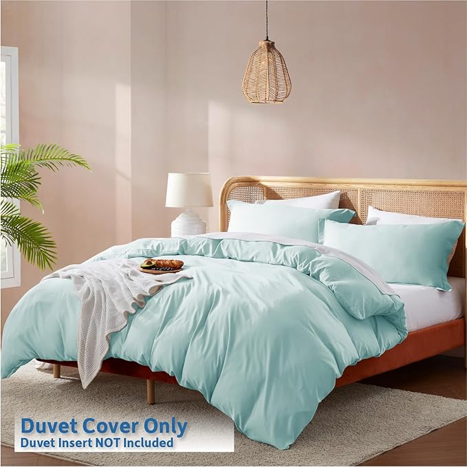 Nestl Light Blue California King Duvet Cover Sets - Soft Double Brushed Cal King Duvet Cover, 3 Piece, with Button Closure, 1 Duvet Cover 104x98 inches and 2 Pillow Shams