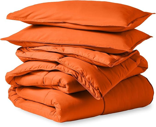 Bare Home Comforter Set - Full Size - Ultra-Soft - Goose Down Alternative - Premium 1800 Series - All Season Warmth (Full, Orange)