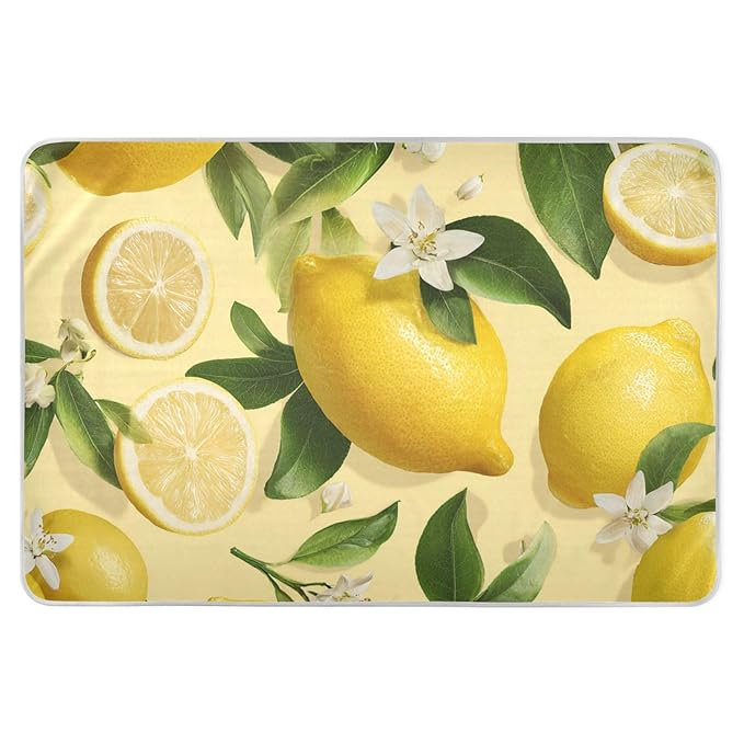Waterproof Bed Pad Reusable Changing Pad Toddler Mattress Protector Large Pee Pad Baby Diaper Pad Soft Washable Liner Fresh Yellow Floral Lemons