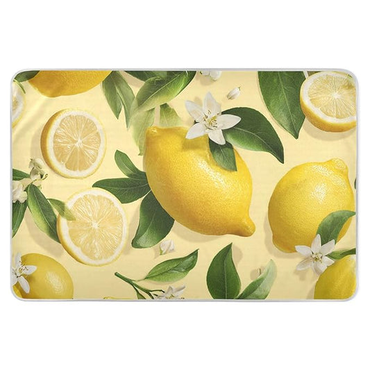 Waterproof Bed Pad Reusable Changing Pad Toddler Mattress Protector Large Pee Pad Baby Diaper Pad Soft Washable Liner Fresh Yellow Floral Lemons