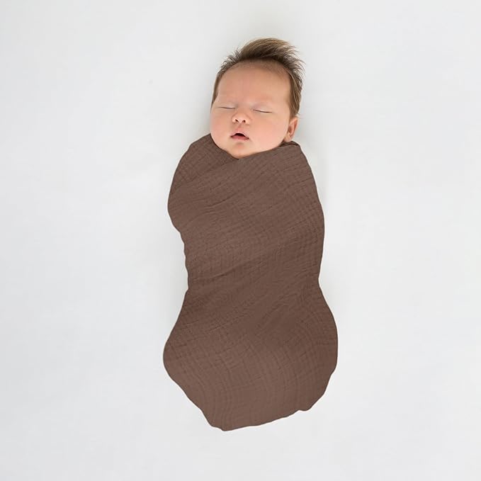 SwaddleDesigns Cotton Muslin Swaddle Blankets for Baby Boy & Baby Girl, Set of 4, Neutral Receiving Blankets for Newborn, Baby Registry & Gift, 46x46 inches, Warm Glow